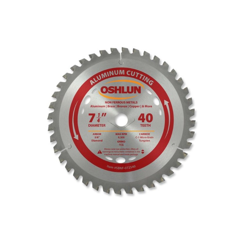 Oshlun SBNF-072540 7-1/4-Inch 40 Tooth TCG Saw Blade with 5/8-Inch