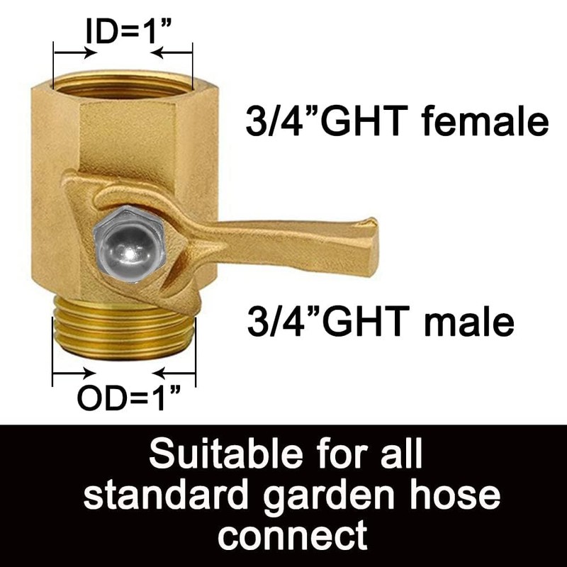 Joywayus Brass 3/4"GHT Female x Male Thread Garden Hose Ball