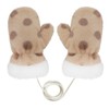 JIAHG Womens Girls Fluffy Polka Dot Mittens Gloves with String