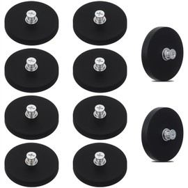 10Pcs Rubber Coated Anti-Scratch Mounting Magnets, 30LBS Neodymium Magnet Base with M5 Threaded Studs，Strong Magnets Hold The Base for Light Bar Mirror Camera Tool （10 Pack,1.69 Inch）