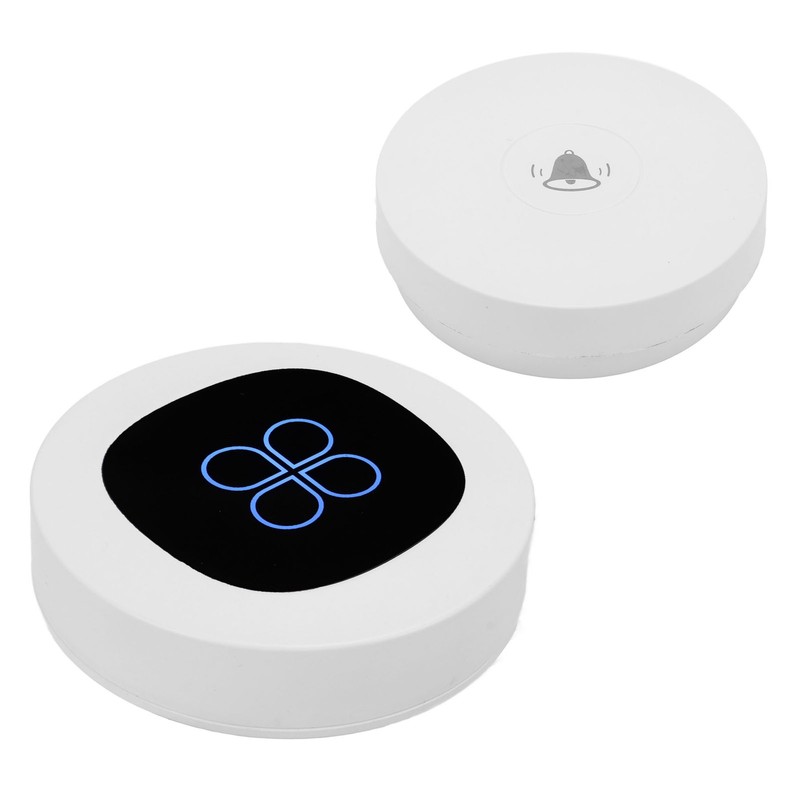 Wireless Doorbell Self Powered 1 Receiver 2 Push Button Battery