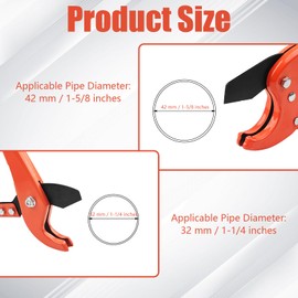 2Pcs PVC Pipe Cutter, 1-5/8"&1-1/4" SK5 Steel Blade PEX Tube Cutter, Rotatable Deburring Pen Reamer, Multifunctional Plastic Hose Cutter, Pipe Cutting Tool for Home Repairs Plumbers
