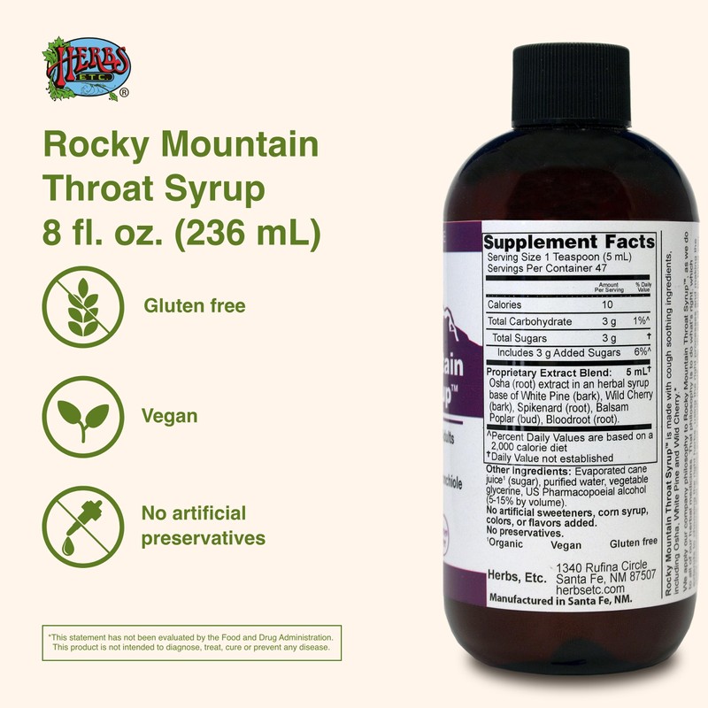Herbs Etc. Rocky Mountain Throat Syrup - Supports Throat Wellness
