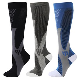ZFiSt 3 Pair Sport Compression Socks Men Women, Compression Stocking Nurse Socks for Edema Travel