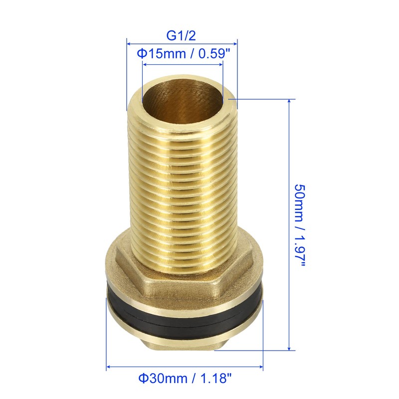 M METERXITY Bulkhead Fitting - Water Tank Connector, Brass Threaded