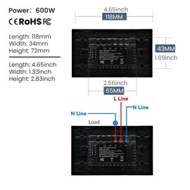 LOUYSGEN Smart Light Switch 3 Way Multi-Control FCC Certified Need Neutral Wire,2.4GHz Wi-Fi Light Switch Glass Panel Timer Schedule Work with Tuya/Smart Life,Alexa and Google Home,Black 1 Gang