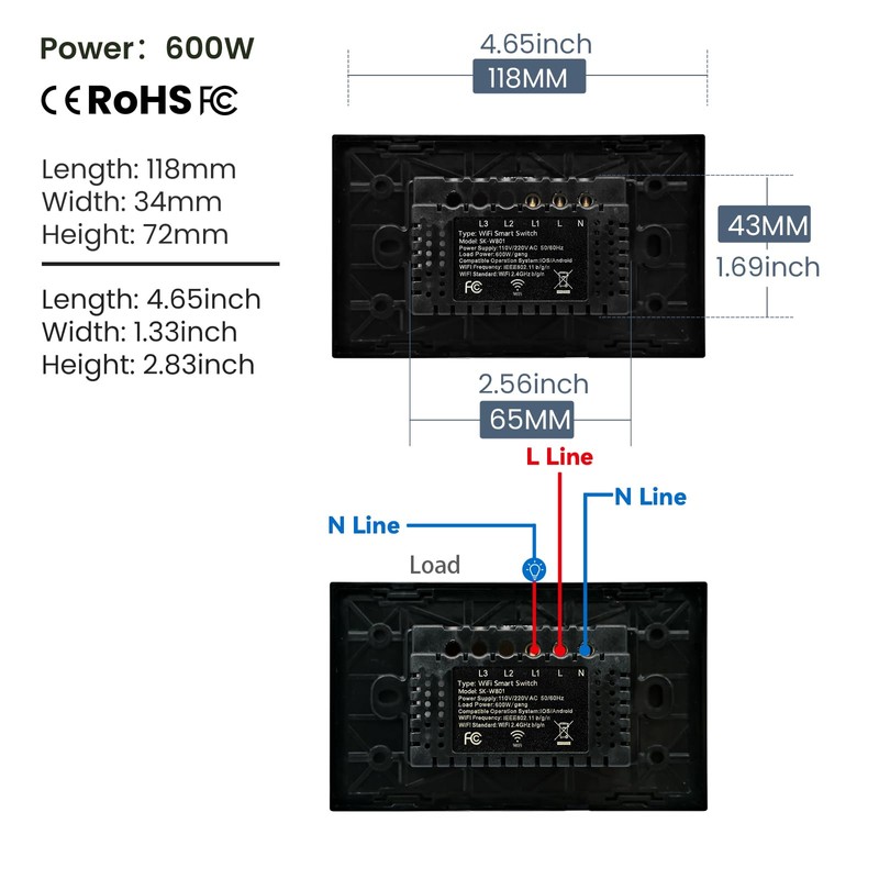 LOUYSGEN Smart Light Switch 3 Way Multi-Control FCC Certified Need