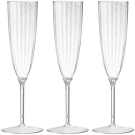 DecorLine Silver Glitter Champagne Cup - 6 Oz. (8 Count) - Elegant Party Goblets for Celebrations and Events