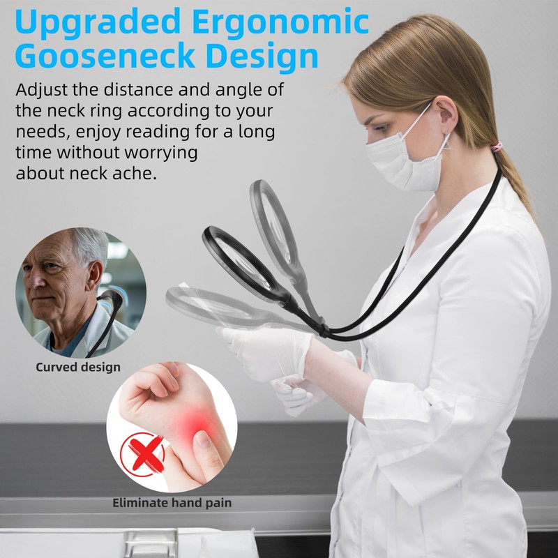 Hands Free Magnifying Glass with Light for Reading and Sewing