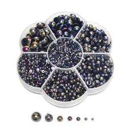 Chenkou Craft 3000PCS 1 Box Black Round Flatback Imitation Half Pearls Bead Loose Beads Gem (Black Half Ball)