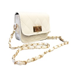 Brightrust Women's Shoulder Bag, Crossbody Bag, Mini Compact, PU Leather, Chain, Small, white