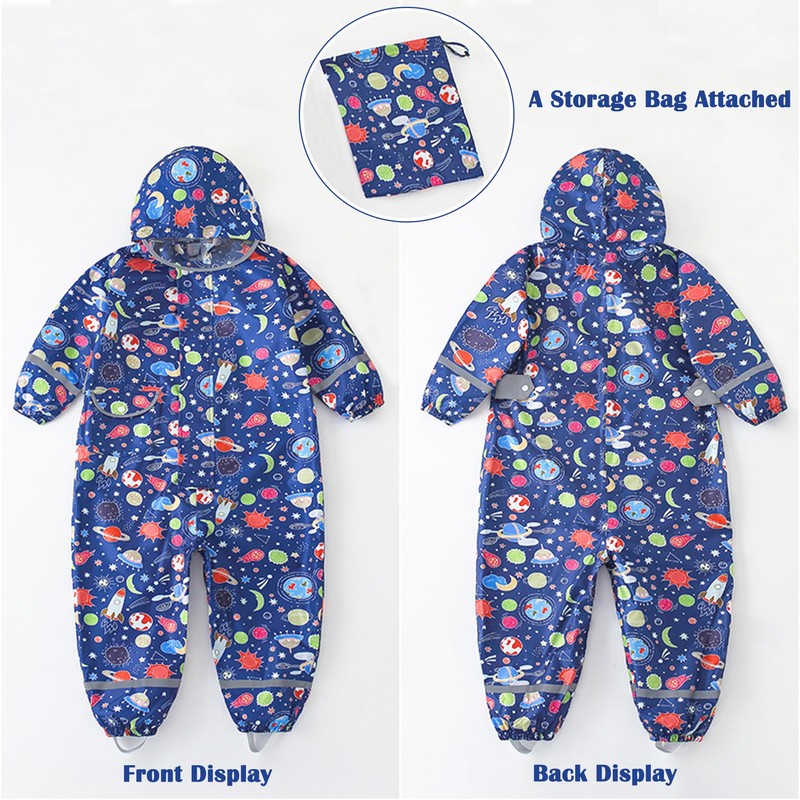 Fewlby - Traje de lluvia impermeable para niños con capucha,