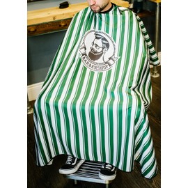 Kobe Professional Hairdressing Green Stripe Barbershop Cutting Gown - Large Water Resistant Cape