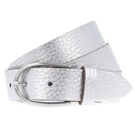 Vanzetti Leather Belt, Metallic silver