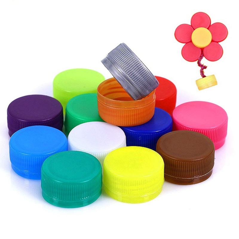 100 pcs Plastic Bottle Caps DIY Craft Plastic Bottle Lids