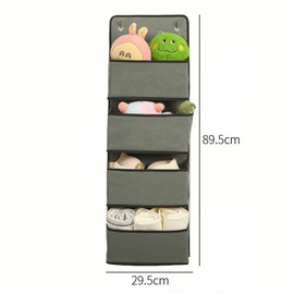 LIDOUK Over Door Storage Organiser, Wardrobe Storage Organiser, Behind Door Hanging Organiser, 4 Pockets, for Bedroom, Office, Pantry, Kitchen, 29.5 x 89.5 cm (Gray)