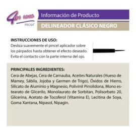 Delineador De Ojos Brocha Negro Prosa 4 En 1                                                                                                          