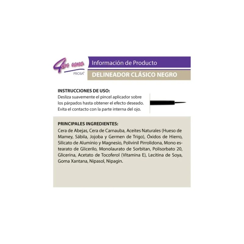 Delineador De Ojos Brocha Negro Prosa 4 En 1