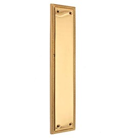 5mm Heavy Duty Solid Cast Brass Georgian Finger Plate Door Push Plate 285x 67mm (Polished Brass)