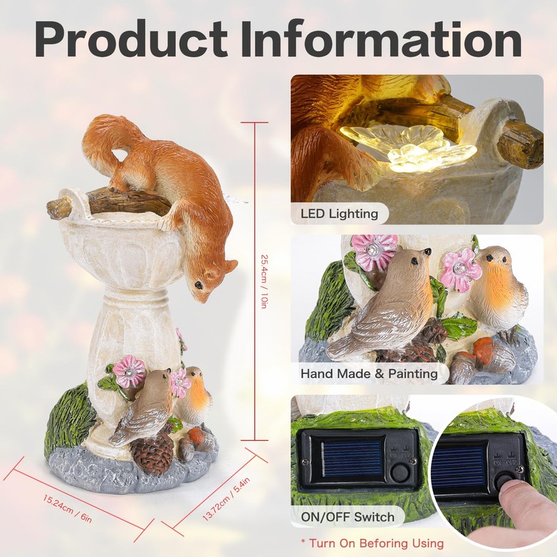 HUYIENO Solar Garden Statue Outdoor Decor Ornament Waterproof Solar Powered