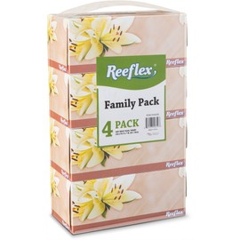 Reeflex Premium Facial Tissues 230 Sheets Per Box, 2-Ply Soft Touch, Gentle and Durable in A Stylish Box - 4 Total Boxes, 920 Sheets Family Pack