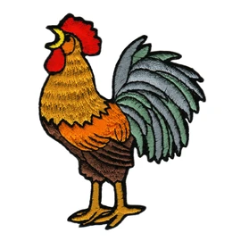 Rooster Gockel Bird Farm Sew-On Iron-On Patch Size 7 x 9 cm