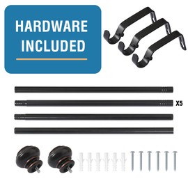 H.VERSAILTEX Curtain Rods for Windows 16.2 to 121.8 Inches 3/4 inch Diameter Adjustable Decorative Telescoping Curtain Rod with Brackets Heavy Duty Splicing Curtain Rods with Classic Finials, Black