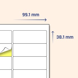 14 per Sheet, 25 Sheets, A4 White Sticker Address Labels, Laser/Inkjet Printing - 99.1 x 38.1mm