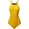 Awesome21 Solid Ribbed High Neck Bodysuit Mustard Size L