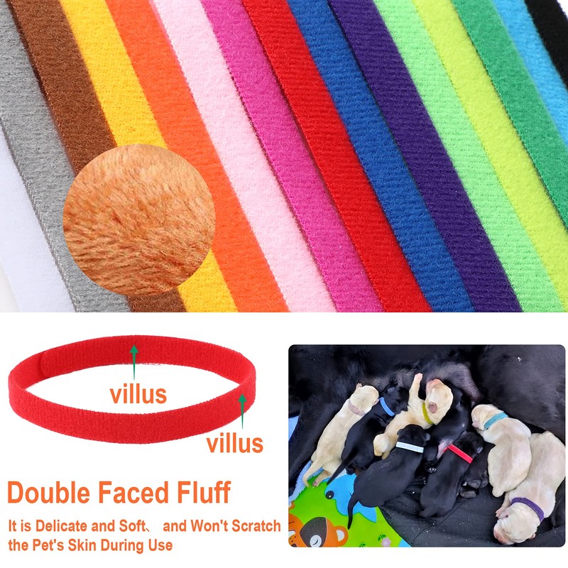 30 Pcs Puppy Whelping Collars Newborn Pet Collars Double-Sided Soft