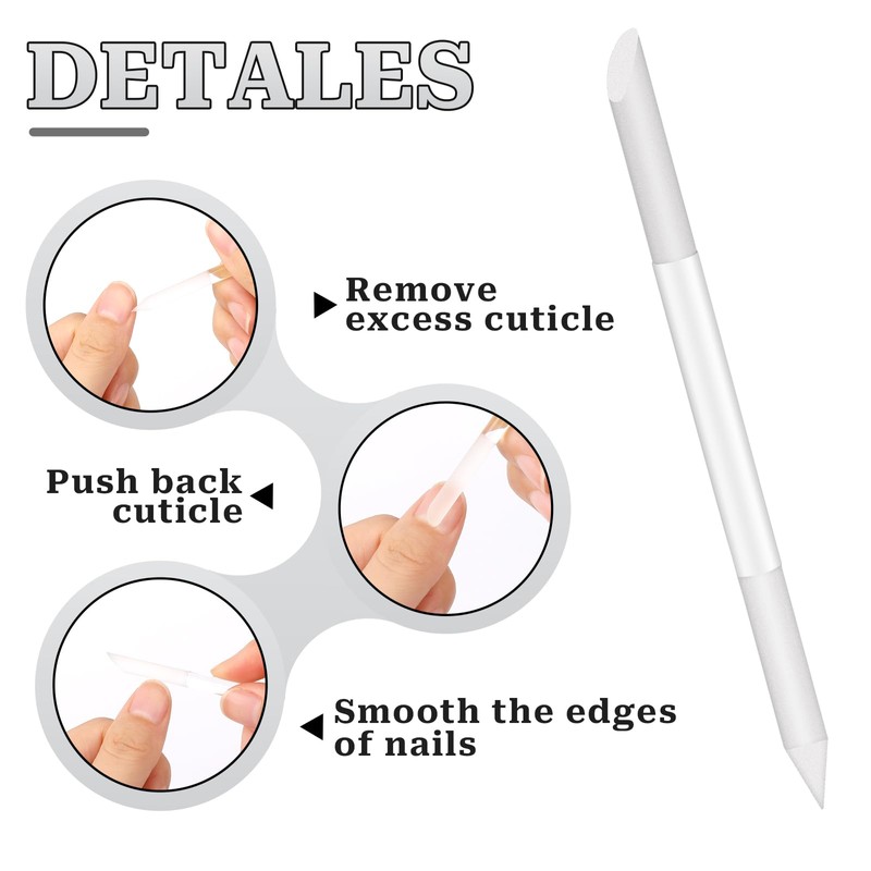 Pack of 2 Glass Nail File Round Double-Sided Cuticle Pusher
