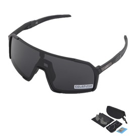 YQYCXH Suitable For Men's And Women's Polarized Sports Sunglasses With UV400 Protection, TR90 Frame, For Golf, Running, Skiing, Fishing, And Cycling. (Black)