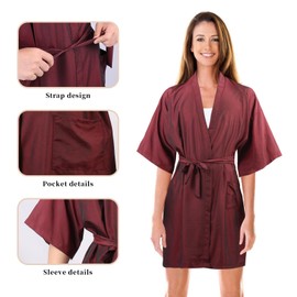 YELEGAI Barber Gown Robes Cape for Hair Cutting Dye Make Up Hairdressing Styling, Waterproof Salon Client Smock, Barber Shop & Home Salon Essentials Accessories (1, Red)