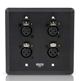 SoundTools WallCAT Female XLR Black – 4 Channel XLR Wall Plate for Shielded CAT5/6/7 Cables – Supports Analog Audio AES3 DMX and Intercom – Easy No Solder Installation with Durable Aluminum Finish