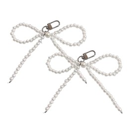 QRH Pearl Bow Keychain Cute Bowknot Beaded Keyring Y2K Aesthetic Charms for Pruse Bag-white b