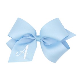 Wee Ones Girls' Initial It Monogram Hair Bows on a WeeStay No Slip Hair Clip, For All Ages and Hair Types, Blue Bow, King Size, Letter A
