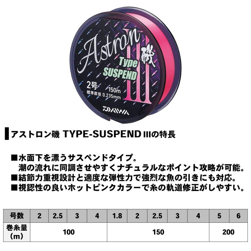 ダイワ(DAIWA) ナイロンライン アストロン磯TYPE-サスペンド3 6号 200m ホットピンク