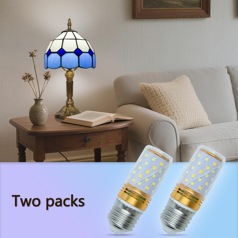 Ppbmocw 2-Pack E26 Three-Color Dimming Bulbs Suitable for Tiffany Table