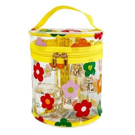 Fashionable Toiletry Bag, Transparent, Flowers Brucken Cosmetic Bag, Transparent, Waterproof PVC Travel Wash Bags, Makeup Bag, TSA Approved Makeup Bags, for Women (Yellow), Yellow, Modern