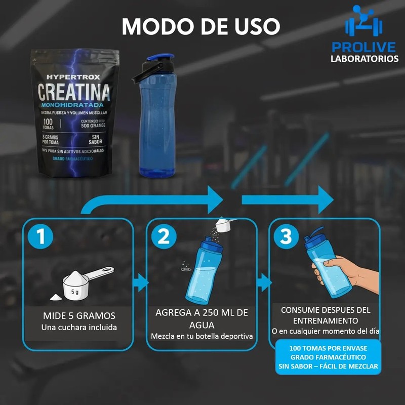 Creatina Monohidratada Usp 500g Micronizada Sin Sabor 100tom