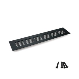 Geesatis 2 Pcs Door Mesh Air Vent Louvered Ventilation Grille Air Vent for Cabinet Shoe Cabinet Hardware Accessories, with Mounting Screws, Black, 250 x 50 mm / 9.8 x 2 inch