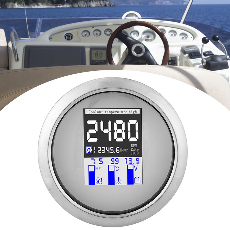85mm Integrated Gauge Multifunction IP67 316 Stainless Steel Boats Yachts