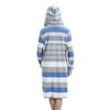 Aquarti Women's Terry Towelling Dressing Gown Striped with Hood, darkblue