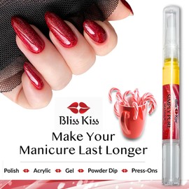 Bliss Kiss Bliss Kiss | 1 Candy Cane Fragrance | Nail Oil Cuticle Pen w/Vitamin E & Jojoba?Nail Strengthener Nail Growth Serum for Brittle Peeling Breaking Thin Nails