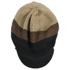 Knitted Cotton Rasta Slouchy Beanie Visor (Khaki/Brown/Blk)