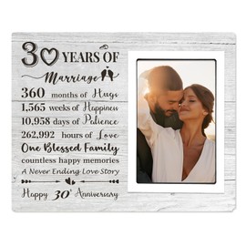 30th Anniversary Wedding Gifts for Her Him - 30th Anniversary Picture Frame, Anniversary Marriage Gifts for Couple, Husband or Wife, 30 Year of Marriage, Fits 4x6 Inches Photo