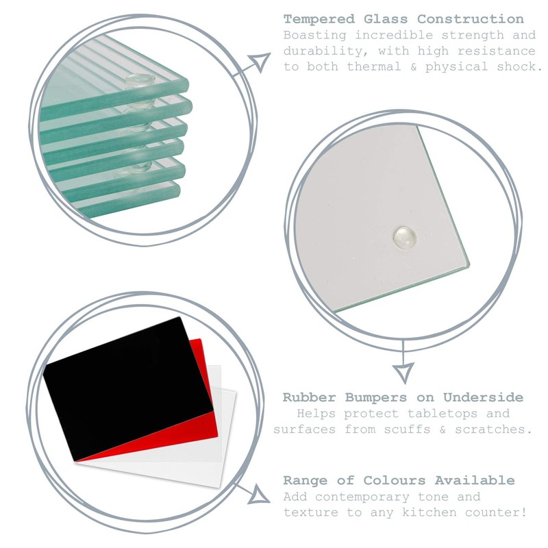 Harbour Housewares Glass Coasters - Square - 10cm - White