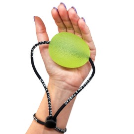 THE EGG ON A THREAD - hand squeezer trainer, grip strengthener, therapy and stress ball. This one-set exerciser is perfect for stress relief, forearm, hand and finger strength, therapy and rehab