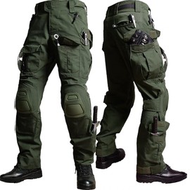 YKS JOOB G3 Tactical Combat Pants, Men's Military Ripstop Camo Army Pants for Outdoor Paintballing Hiking, 10 Pockets Green 36