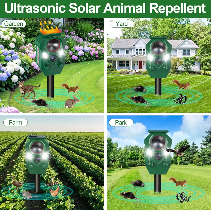 Solar Animal Repellent,Ultrasonic Cat Repellent Outdoor with Motion Sensor,Waterproof Deer